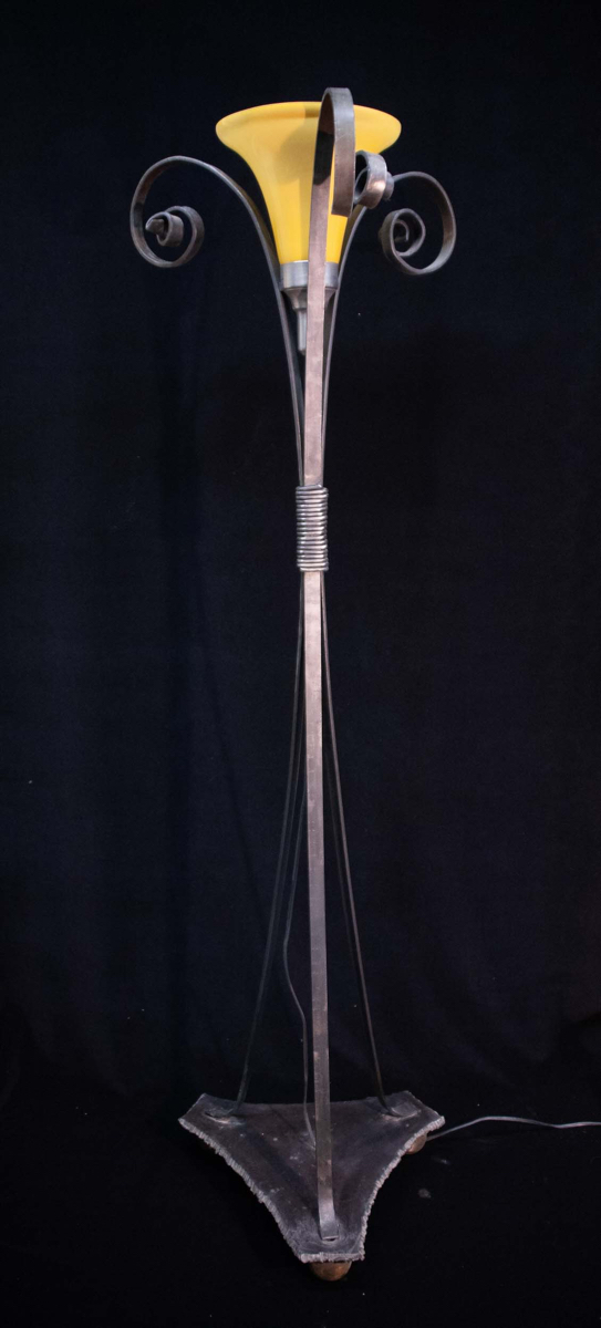 Floor lamp - hand-forged steel & glass - ©Lydia Charak