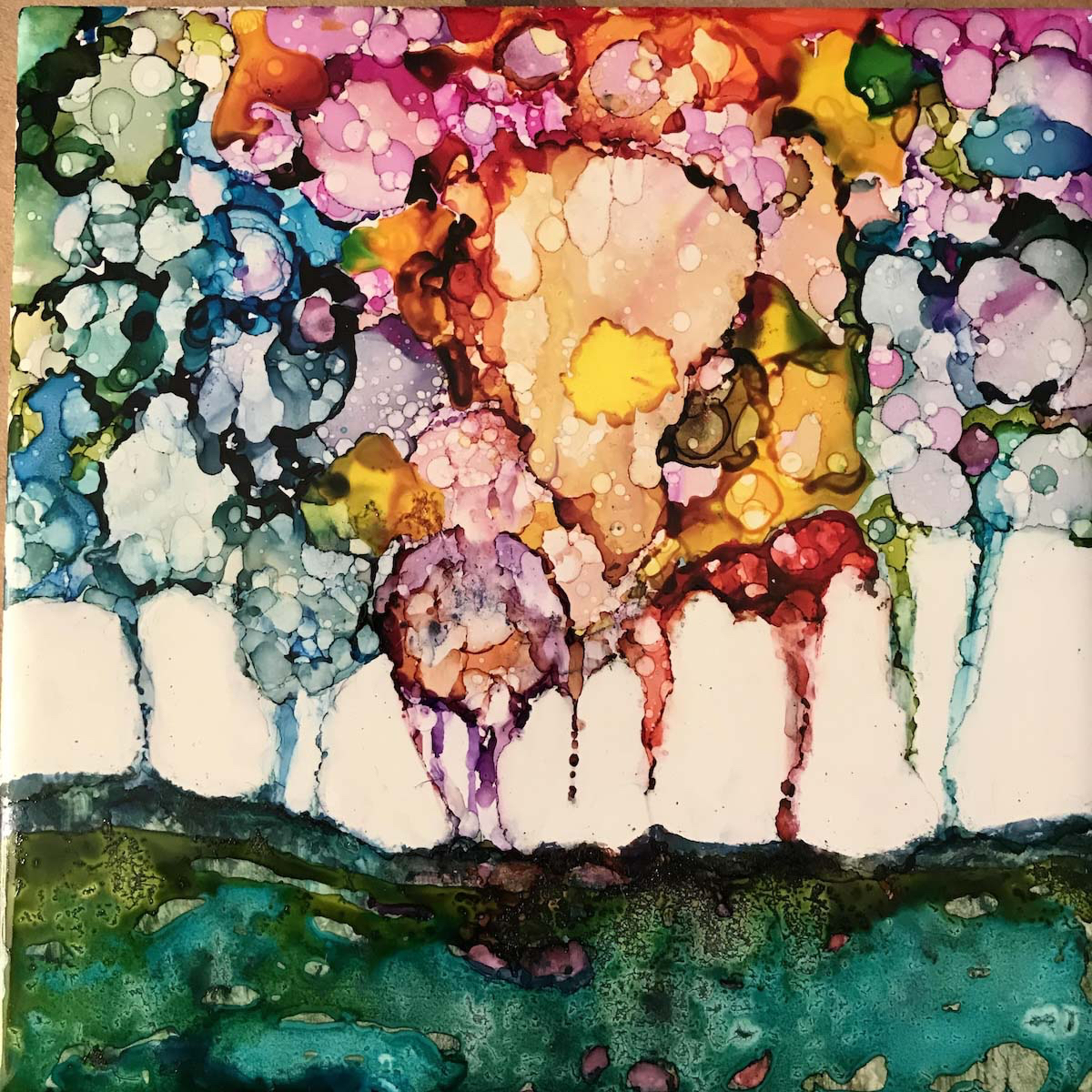 Apocalyptic sunrise - alcohol painting - &copy;Lydia Charak