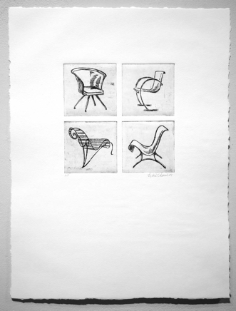 Chair quad - etching - ©Lydia Charak