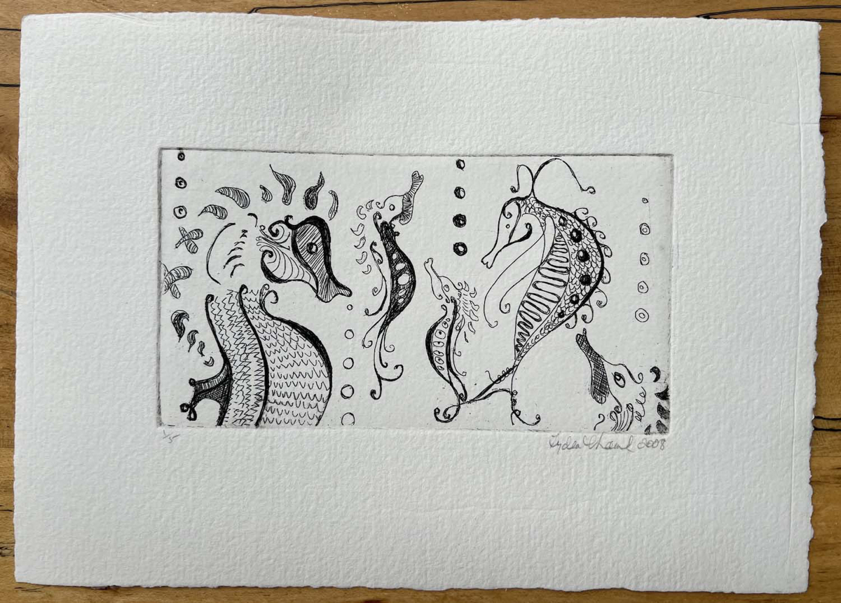 Seahorses - etching - @Lydia Charak